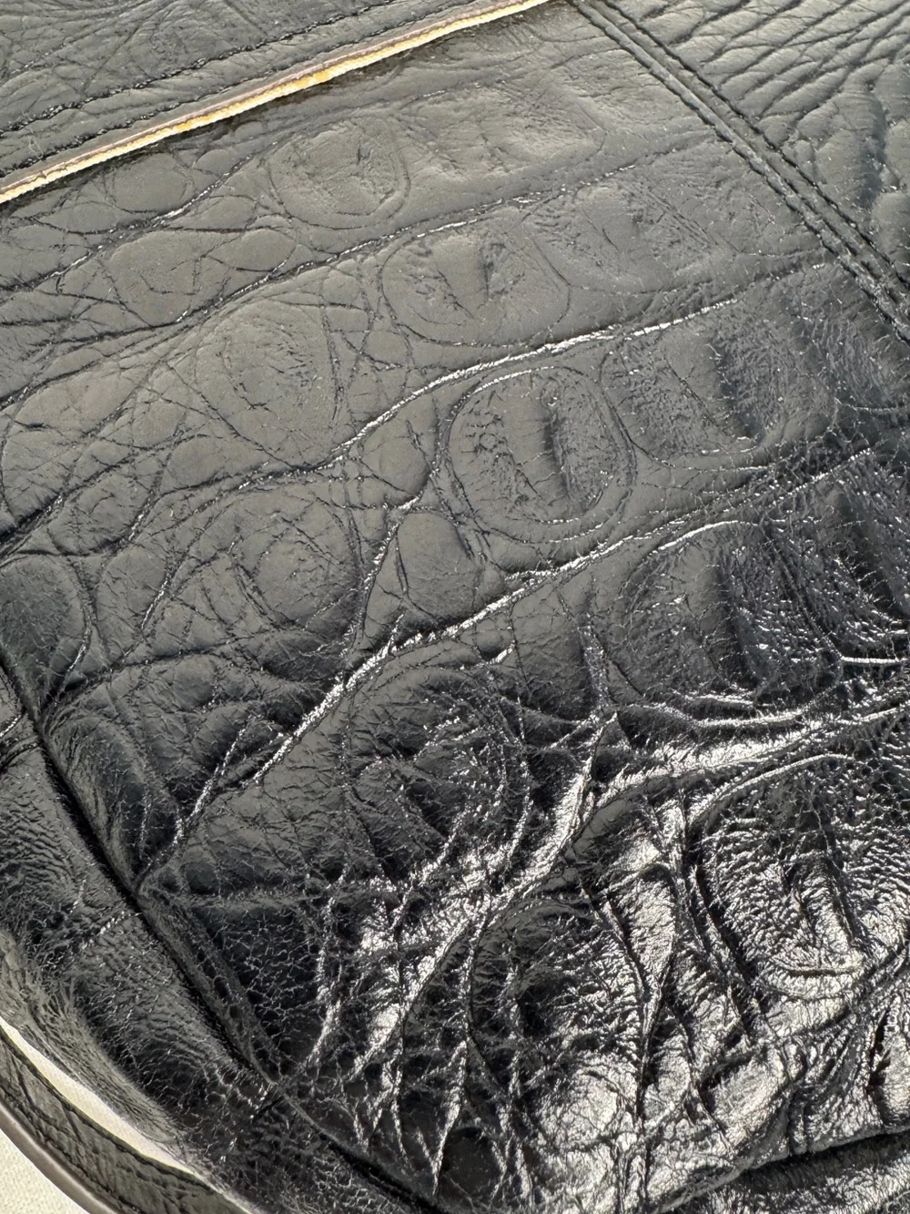 Lodis Black Leather Croc Embossed Crossbody